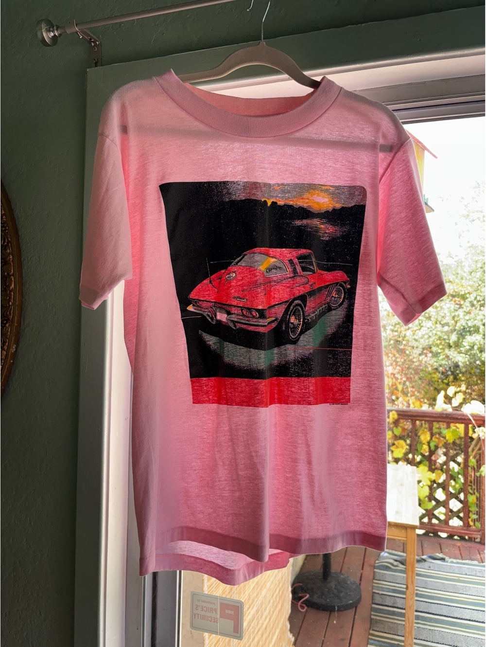 Vintage 1989 Corvette T Shirt Pink 80s Chevy Sports Car Graphic Tee Large USA